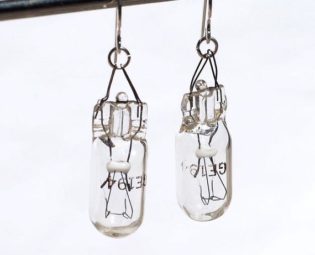 Light Bulb Earrings- Upcycled Lightbulb Earrings, Found Object Jewelry, Geek Gift, Industrial Jewelry, Contemporary Jewelry, Science Jewelry by Tanith steampunk buy now online