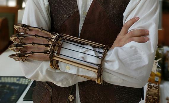 Mechanical Glove, mechanical wooden model for self-assembling, kit, steampunk, scale model. by TimeForMachine steampunk buy now online