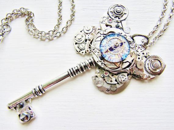 Steampunk Mechanical Butterfly Winged Key with Dragon Eye KP12 by RavensSecretStash steampunk buy now online