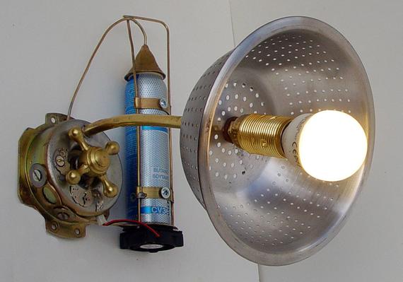 Steampunk wall lamp by Robin Read, Steam punk art, illuminating wall lamp by RadicalGold steampunk buy now online