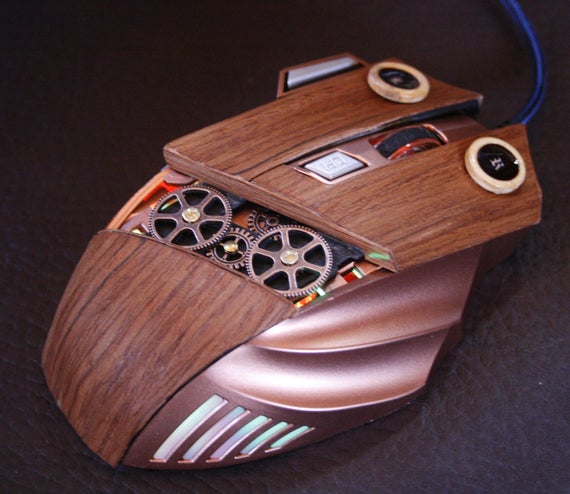 The Teak Victorian pointer device, VPD mouse by steampunkable steampunk buy now online