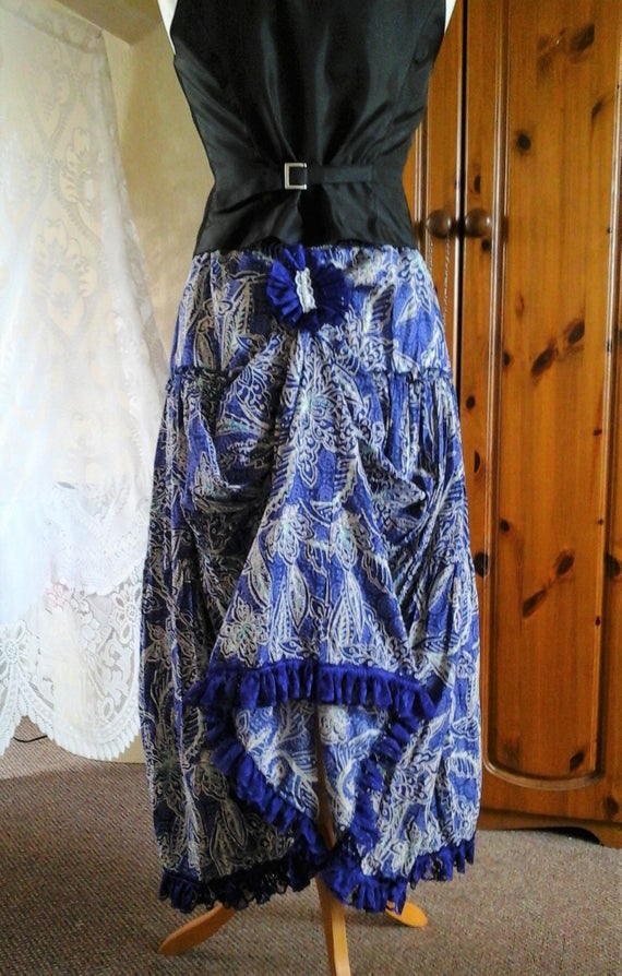 womens bustle skirt hitch hitched steampunk fits waist 26"to 40" victorian goth gothic gypsy lagenlook boho steampunk US size 6 - 16 by darkestdreams steampunk buy now online