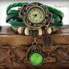 Womens watch leather bracelet vintage watch style boho bracelet gift for her bohemian jewelry steampunk watch sister gift nature jewelry by StardustMix steampunk buy now online