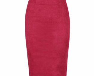 2019 Women Winter Solid Suede Multi Package Hip Pencil Midi Skirt,Red,XL steampunk buy now online