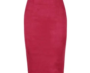 2019 Women Winter Solid Suede Multi Package Hip Pencil Midi Skirt,Red,XL steampunk buy now online
