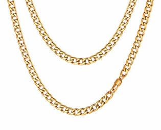 FaithHeart Gold Curb Chain 5mm Necklace Chunky Cuban Chain 30 Inches Birthday Gift for Him steampunk buy now online
