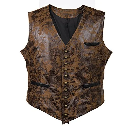 Bslingerie&reg; Mens Steampunk Gothic Faux Leather Costume Corset Vest (L, Brown) steampunk buy now online