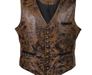 Bslingerie® Mens Steampunk Gothic Faux Leather Costume Corset Vest (L, Brown) steampunk buy now online