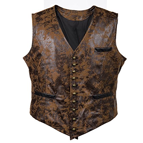 Bslingerie® Mens Steampunk Gothic Faux Leather Costume Corset Vest (L, Brown) steampunk buy now online