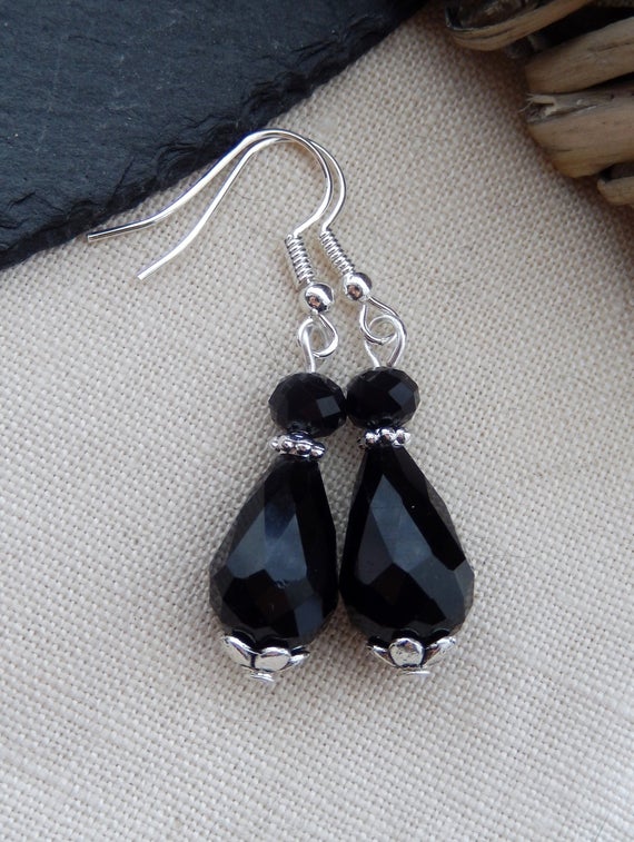 Black Teardrop Victorian Style Gothic Earrings by VioletMists steampunk buy now online