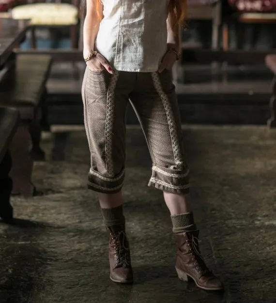 Capris, Trousers, Tweed Wool, three quarter length trousers, Capris, Steampunk Wool Trousers, vintage look, Folk, Celtic Fusion by CELTICFUSIONDESIGN steampunk buy now online