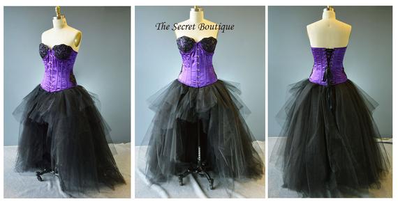 Extra full tulle skirt-fairy skirt-high low-black tulle-prom-alternative wedding skirt-plus size-gothic wedding skirt-bridesmaid tulle skirt by thesecretboutique steampunk buy now online