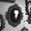 Framed Crow Skull, gothic home decor wall hanging, Halloween decoration, bird skull resin replica, Black Victorian macabre bat frame by PeculiarByNature steampunk buy now online
