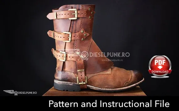 Gaiters Pattern - Leather DIY - PDF Download by DieselpunkRo steampunk buy now online