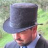 Grey velvet & leather traditional English / British style Men's Top Hat for weddings / formal wear / races / Royal Ascot style by Cobbcoleather steampunk buy now online