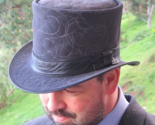 Grey velvet & leather traditional English / British style Men's Top Hat for weddings / formal wear / races / Royal Ascot style by Cobbcoleather steampunk buy now online