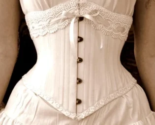 Handmade Custom Steel Boned Natural Cotton Coutil Rustic Steampunk Underbust Wedding Corset Features Antiqued Bronze Front Closing Busk by LaBelleFairy steampunk buy now online