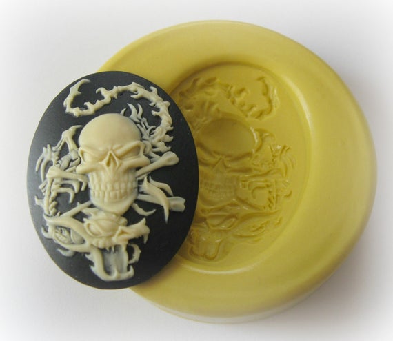 Lady Skull Cameo 30x40mm Mold Silicone Flexible Kawaii Moulds by WhysperFairy steampunk buy now online