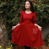 Red Dress, Retro Dress, Vintage Dress, Red Retro Dress, 50s Dress, Day Dress, Summer Dress, Cotton, Pleated, Vintage Red Dress, Mid Length by MariaHellerDesigns steampunk buy now online