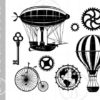 STEAMPUNK Svg Cut File Clipart Downloads | Steampunk Balloon Svg | Steampunk Blimp Ship Compass Svg | Steampunk Travel Clipart Svg SC408 by SunflowerChicSVG steampunk buy now online