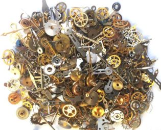 Steampunk Watch Parts and pieces - 25g 700 plus pieces of TEENY TINY vintage and antique gears, cogs, wheels, hands, crowns, stems, etc. by AllGearedUp steampunk buy now online