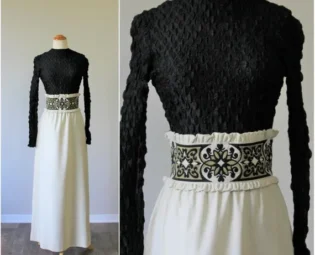 Vintage 70's Lanz Original California Victorian steampunk gypsy waffle knit embroidered waist Boho Maxi Dress by ZodiacVintageCo steampunk buy now online