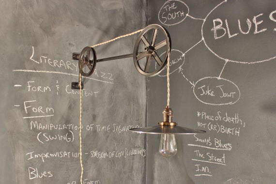 Vintage Industrial Pulley Lamp - The Draftsman - Antique Pulley Light - Drafting Table - Steampunk Lamp - Industrial Lighting - Workshop by DWVintage steampunk buy now online