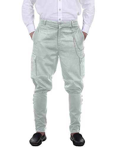 ThePirateDressing Steampunk Victorian Cosplay Costume Mens Airship 100% Cotton Pants Trousers C1347 (Grey) (X-Large) steampunk buy now online