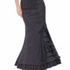 Belle Poque Women Gothic Victorian Ruffled Jacquard Mermaid Maxi Skirt Black 8 steampunk buy now online