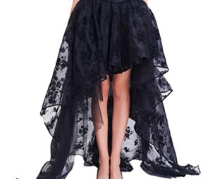 COSWE Black Skirt Irregular Steampunk Cocktail Party Gothic Skirts for Women, UK 10-12/L, Skirt-black steampunk buy now online