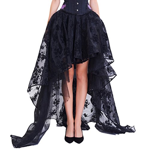 COSWE Black Skirt Irregular Steampunk Cocktail Party Gothic Skirts for Women, UK 10-12/L, Skirt-black steampunk buy now online