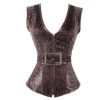 GHFDSJHSD artificial leather Cincher Corset Steampunk Unterbust Women Waist Trainer Bustier Top vest, S steampunk buy now online
