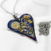 Dark blue resin steampunk heart pendant, steam punk necklace, love gift for girlfriend, clockwork pendant, romantic heart necklace by ByEmilyRay steampunk buy now online