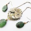 Steampunk Antique Watch Movement & Zoisite Stone Necklace Earring Set, Steampunk Necklace Earring Set, Victorian Industrial Jewellery NES27 by RavensSecretStash steampunk buy now online