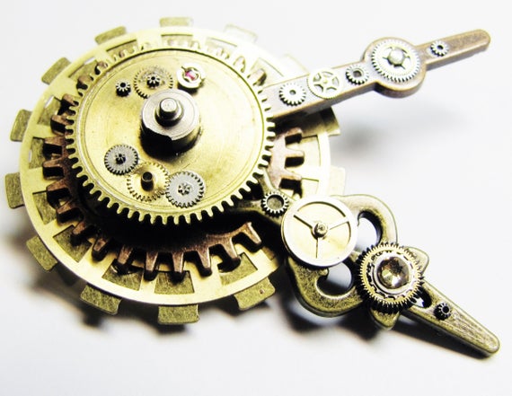 Steampunk Layered Gear & Clock Hand Brooch, Steampunk Brooch, Steampunk Pin, Gear Brooch, Steampunk Mechanical Brooch, Mechanical Pin BR13 by RavensSecretStash steampunk buy now online