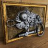 Steampunk painting, steampunk chameleon, steampunk poster, metalic ornament, gears, wall decor, steampunk room decor, junk art,steampunk art by ForgedCommodities steampunk buy now online