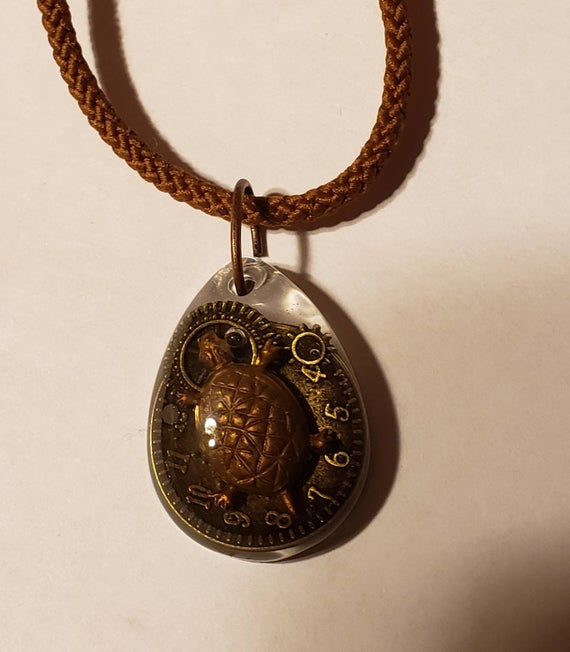 Turtle Steampunk Totem Pendant Resin Necklace by SteampunkSteelers steampunk buy now online