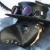 3 pc Black Faux Leather 'PLAGUE DOCTOR' Mask with Matching Pleather 'ZORRO' Hat and Steampunk Goggles w/Interchangeable Lenses - Burning Man by jadedminx steampunk buy now online