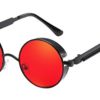 BOZEVON Punk Round Sunglasses - Classical Metal Cycling Retro Sunglasses For Women & Men Black-Red steampunk buy now online