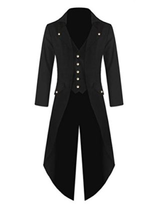 Rera Men's Steampunk Vintage Tailcoat Jacket Gothic Victorian Coat Halloween Uniform Costume (4XL, Black) steampunk buy now online