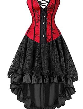 Martya Women's Basque Gothic Boned Lace Corsets and Steampunk Bustiers Dress with Skirt Plus Size steampunk buy now online