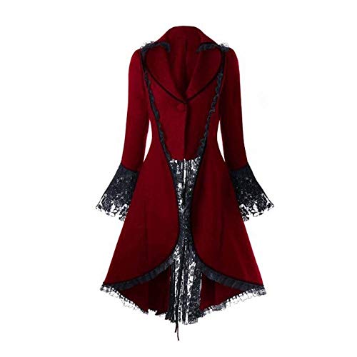 HOTSELL-Clothing Vintage Lace Jacket for Women~HOSTELL〔☀ㄥ☀〕Womens Steampunk Tailcoat Jacket Gothic Tuxedo Uniform Viking Renaissance Formal Frock Coat Hem Trench Coat Party Outerwear Plus Size Red steampunk buy now online