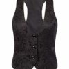 50s Retro Vest Jacket Black for Women Jacquard Sleeveless Button Down Waistcoat steampunk buy now online