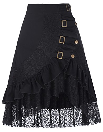 Vintage Gothic Steampunk Skirt Victorian Corset Black A-Line Strechy Skirt XL steampunk buy now online