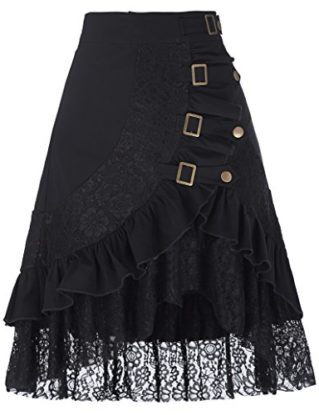 Vintage Gothic Steampunk Skirt Victorian Corset Black A-Line Strechy Skirt XL steampunk buy now online
