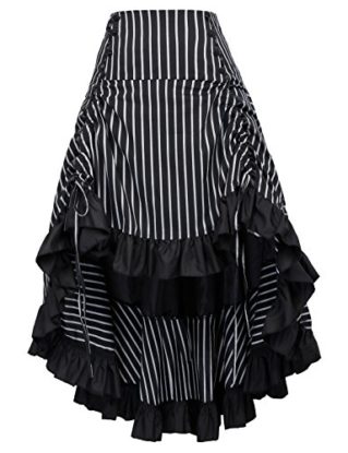 Goth Steampunk Skirt for Women A-Line Victorian Skirt Vintage Striped Gypsy Hippie Skirt L steampunk buy now online