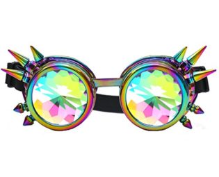 FLORATA Kaleidoscope Rainbow Steampunk Goggles Crystal Lenses Welding Eye Protect Vintage Glasses steampunk buy now online