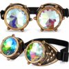 2 Pairs Kaleidoscope Steampunk Rave Goggles Steampunk Rave Glasses with Rainbow Crystal Glass Lens (Round Design) steampunk buy now online