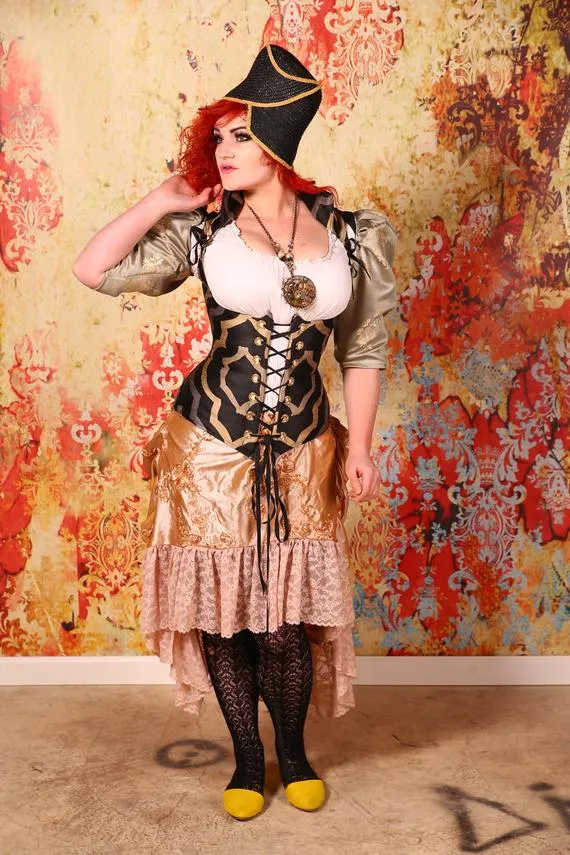 Art Deco Black and Gold Vixen Corset by damselinthisdress steampunk buy now online Art Deco Black and Gold Vixen Corset by damselinthisdress steampunk buy now online