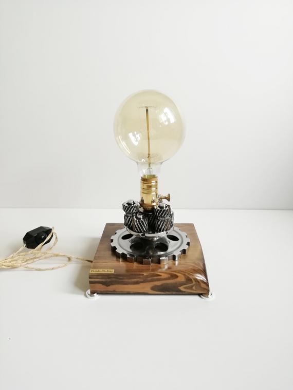Industrial Table Lamp Pride&Joy steampunk car part lamp Gift for him Exclusive light auto part metal lamp exclusive unique gift for men by PrideAndJoyUA steampunk buy now online